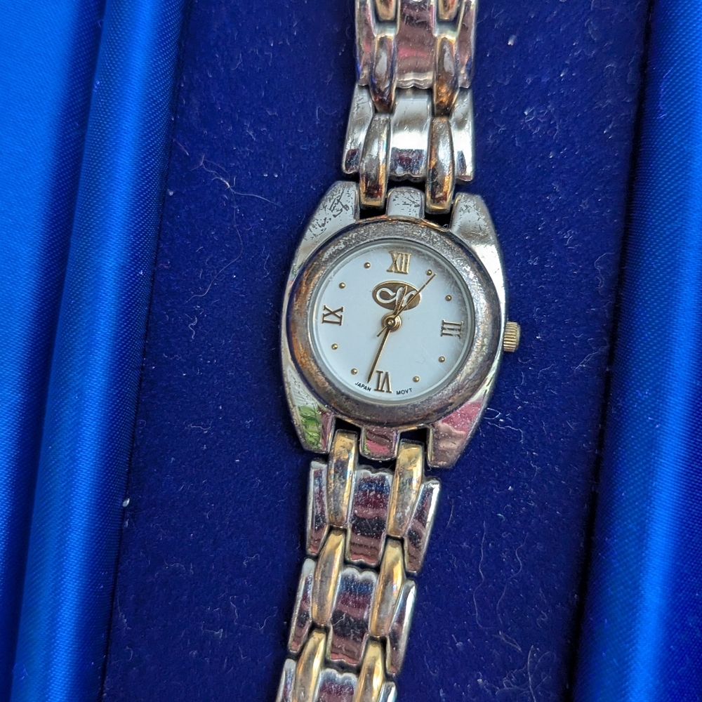 Creative Memories Gold And Silver Watch with Blue Case